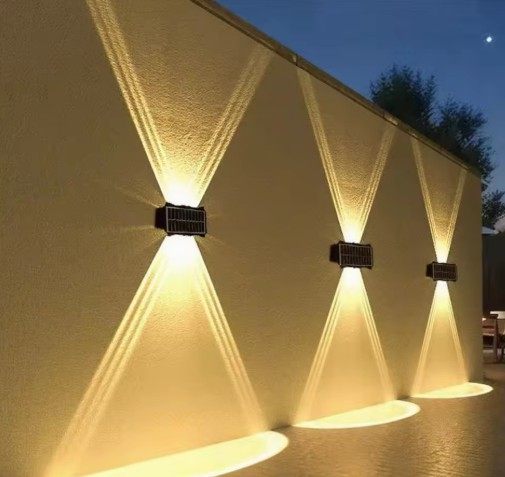 Outdoor Solar LED Wall Washer Light Waterproof Garden Villa Fence Lamp Polycarbonate Diffuser for Landscape Decoration Spotlight